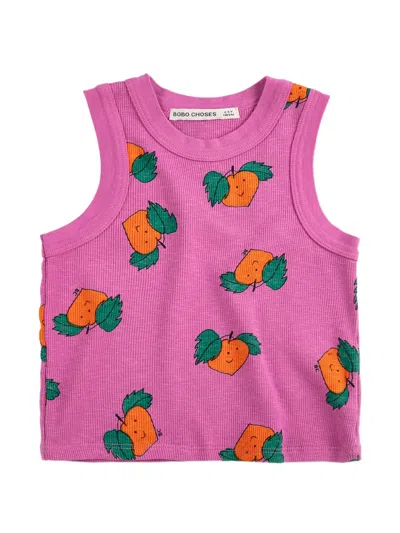 Bobo Choses Kids' Tangerine Printed Rib Top In Pink