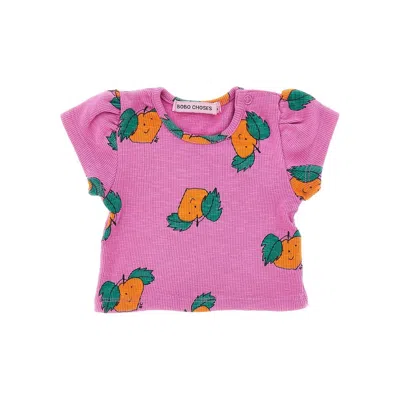 Bobo Choses 'tangerine' Ribbed T-shirt Kids In Pink