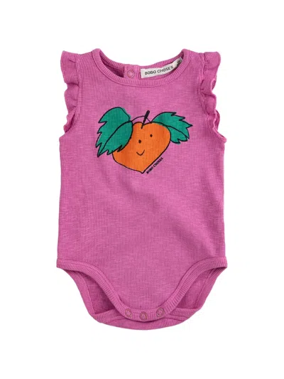 Bobo Choses Babies' Tangerine Ruffled Bodysuit In Pink