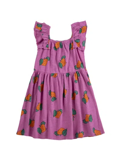Bobo Choses Kids' Tangerine Ruffled Print Dress In Pink