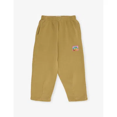 Bobo Choses Kids' Taxi Saurus Monster-patch Cotton Jogging Bottoms 2-9 In Khaki