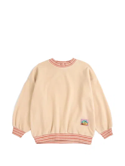 Bobo Choses Kids' Taxi Saurus Tag Velvet Sweatshirt In Neutrals