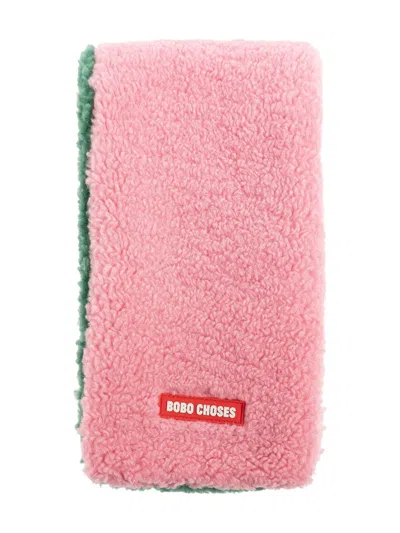 Bobo Choses Kids' Teddy-fleece Reversible Scarf In Pink