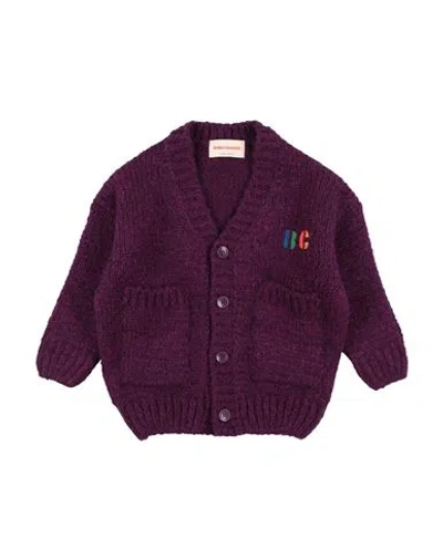Bobo Choses Babies'  Toddler Girl Cardigan Plum Size 4 Acrylic, Mohair Wool, Wool, Polyamide In Purple