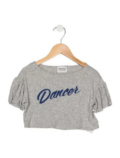Pre-owned Bobo Choses Babies' Toddler Girls Cropped Pattern Printed Top In Grey