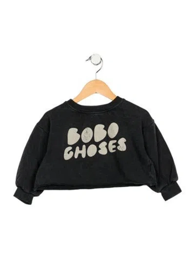 Pre-owned Bobo Choses Babies' Toddler Girls' Distressed Long Sleeve Top In Gray