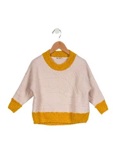 Pre-owned Bobo Choses Babies' Toddler Girls' Knit Trim Sweatshirt In Neutrals/yellow