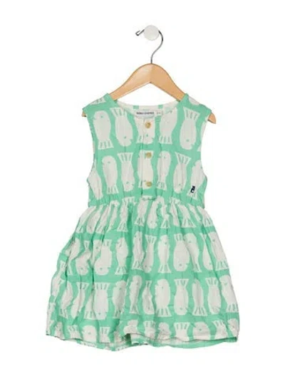 Pre-owned Bobo Choses Babies' Toddler Girls Pleated Pattern Printed Dress In Blue