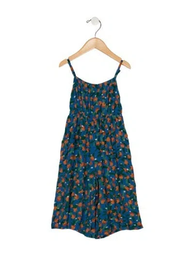 Pre-owned Bobo Choses Babies' Toddler Girls Pleated Pattern Printed Romper In Blue