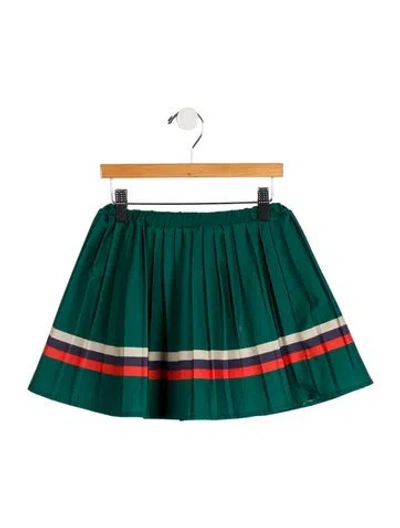 Pre-owned Bobo Choses Babies' Toddler Girls' Striped Pleated Skirt In Green