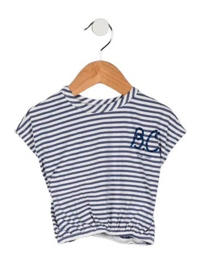Pre-owned Bobo Choses Babies' Toddler Girls' Striped Short Sleeve Blouse In Blue
