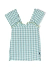 Bobo Choses Logo-embroidered Checked Top In Blue