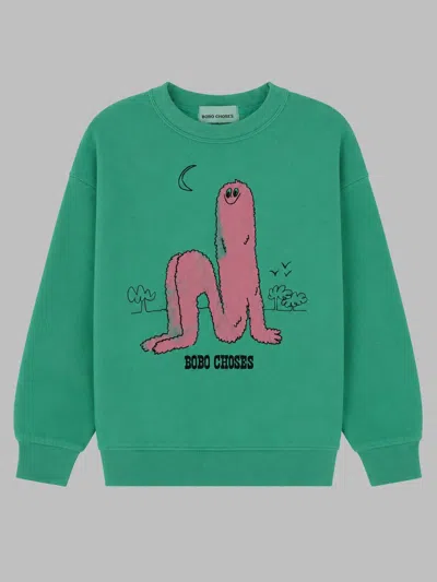 Bobo Choses Unisex Kids Long Puff Sweatshirt In Green