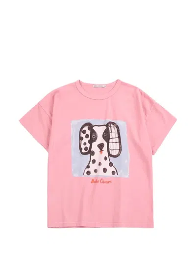 Bobo Choses Kids' Van Dog Round-neck T-shirt In Pink