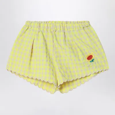 Bobo Choses Vichy Fabric Mini Shorts In Yellow