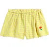 Bobo Choses Vichy Sunflower Embroidered Neon Check Shorts In Yellow