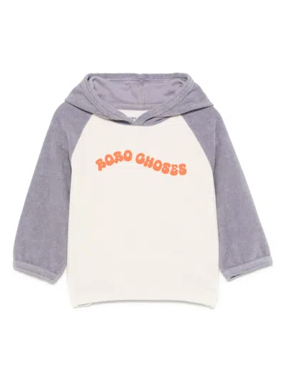 Bobo Choses Babies' Wavy-logo Terry Hoodie In Blue