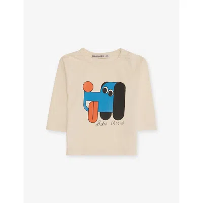 Bobo Choses Babies' White Doggy Mate Long-sleeve Cotton Top 6-24 In Neutral