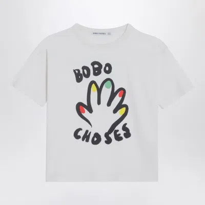BOBO CHOSES WHITE T-SHIRT WITH LOGO PRINT