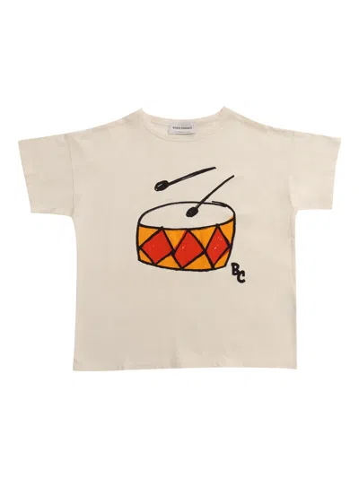 Bobo Choses White T-shirt With Pattern In Burgundy