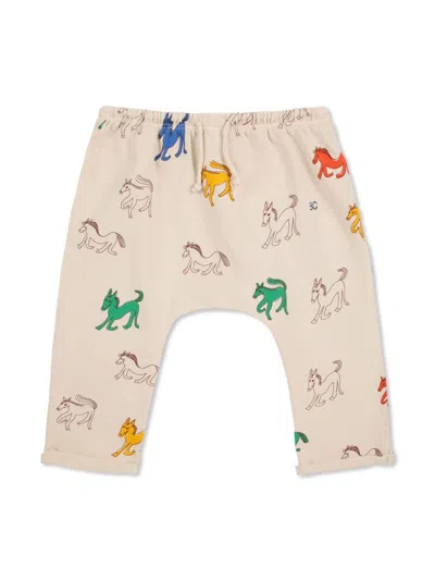 Bobo Choses Babies' Horse Print Cotton Blend Sweatpants In 白色