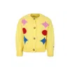 Bobo Choses Yellow Cardigan For Girl With Geometric Shapes In Yellow