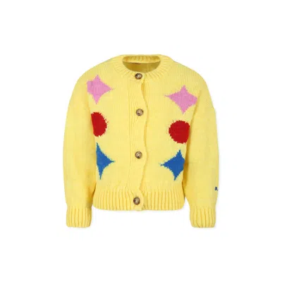 Bobo Choses Kids' Yellow Cardigan For Girl With Geometric Shapes