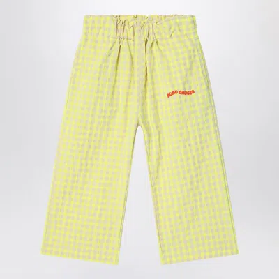 Bobo Choses Woven Cotton Blend Gingham Pants In Yellow