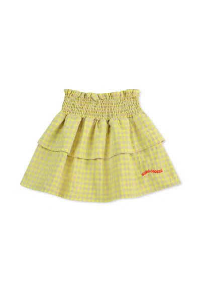 BOBO CHOSES YELLOW SKIRT FOR GIRL WITH LOGO