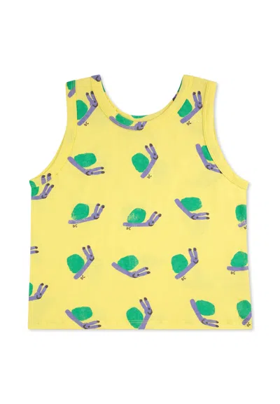 Bobo Choses Yellow Tank Top For Kids With Snail Print