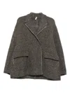 Boboutic Black Double-breasted Chevron Pattern Blazer In Gray