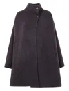Boboutic Button-up Funnel-neck Coat In Gray