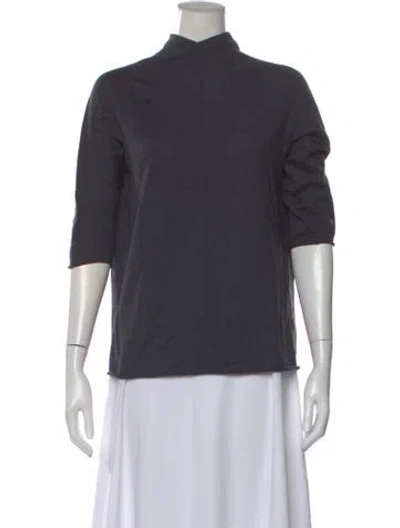Pre-owned Boboutic Cashmere Mock Neck Top In Gray