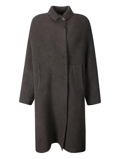 Boboutic Collared Double-breasted Coat In Black