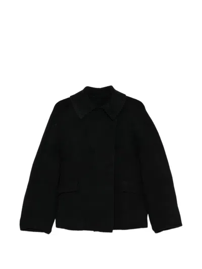 Boboutic Concealed-fastening Wool-blend Jacket In Black