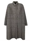Boboutic Herringbone Checked Double-breasted Coat In Gray