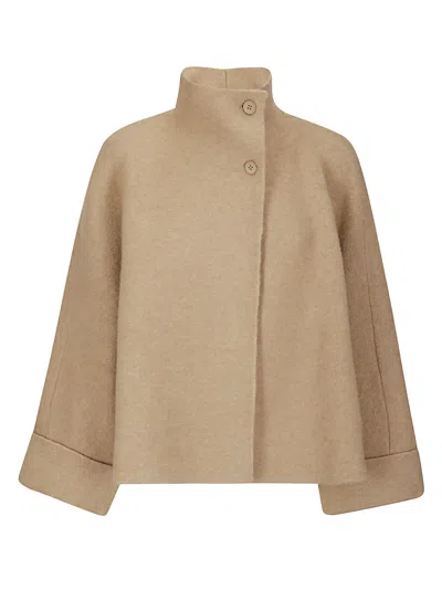 Boboutic Double-breasted High Collar Jacket With Knitted Texture In Brown