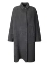 Boboutic Double-breasted Knitted Coat With Notched Lapels In Gray