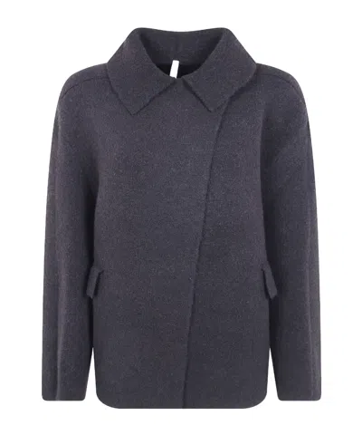 Boboutic Spread-collar Wool Cardigan In Gray