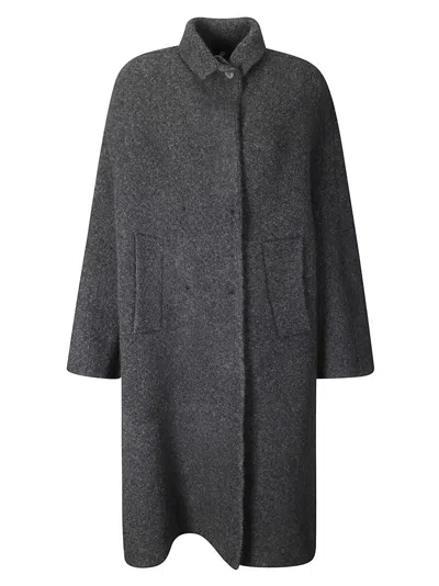 BOBOUTIC DOUBLE-BREASTED KNITTED COAT WITH NOTCHED LAPELS