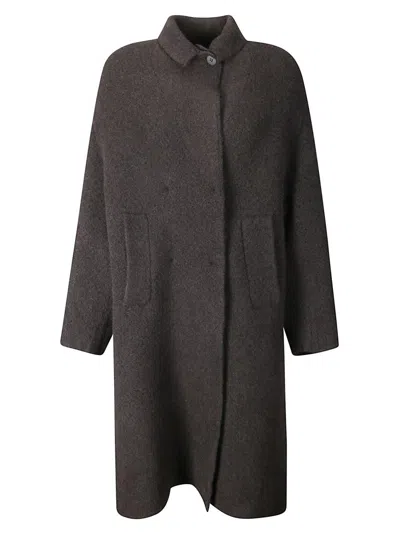 BOBOUTIC DOUBLE-BREASTED KNITTED COAT WITH NOTCHED LAPELS