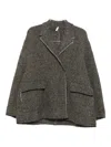 Boboutic Herringbone-weave Pocket Coat In Black