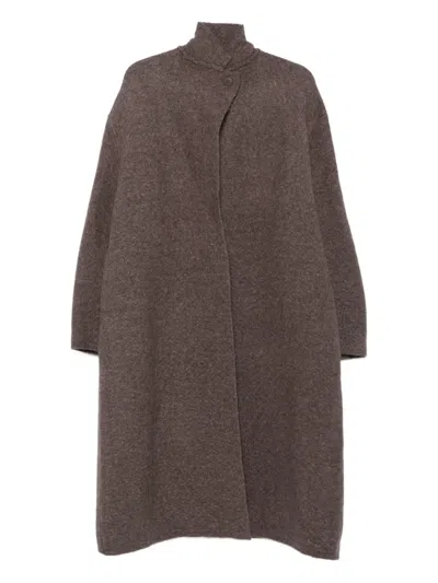 Boboutic High-neck Button Coat In Brown