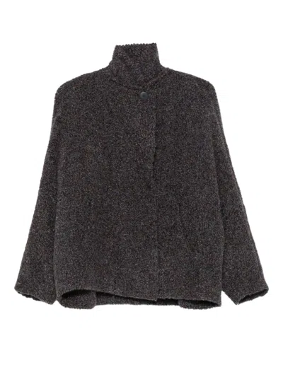 Boboutic High-neck Button Jacket In Grey