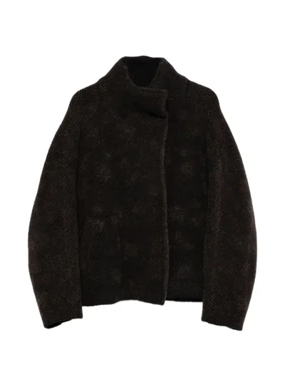 Boboutic High-neck Textured Jacket In Brown