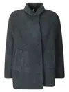 Boboutic Knitted Double-breasted Jacket With Notched Lapels In Green