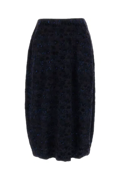 Boboutic Multicolor Jacquard Knit Midi Skirt With Elasticated Waist In Blue