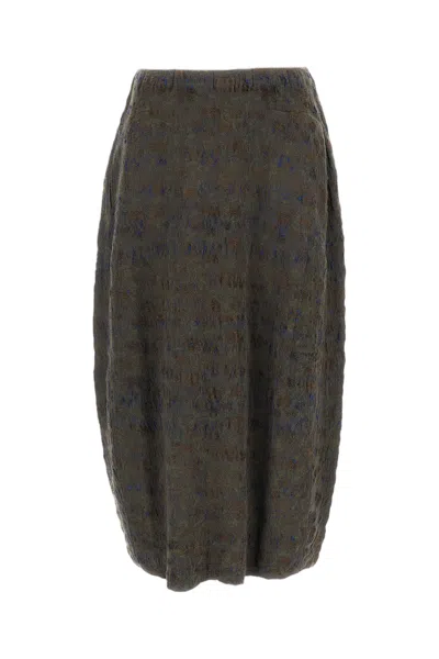 Boboutic Multicolor Jacquard Knit Midi Skirt With Elasticated Waist In Brown