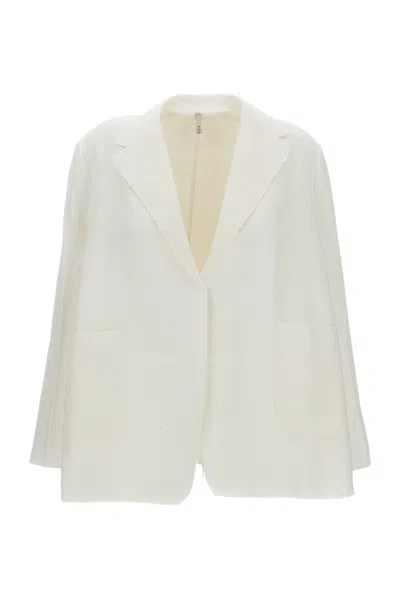 Boboutic Open Front Cotton-linen-silk Jacket In White