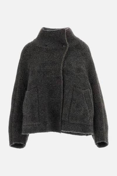 Boboutic Reversible Knit Jacket In Gray